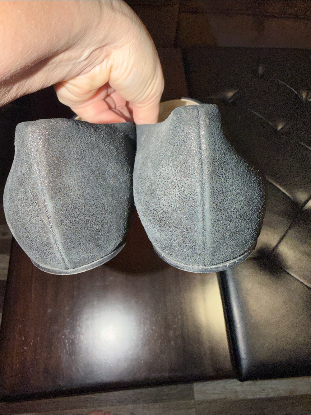 Butter made in Italy Black Square-Toe Ballet Flats with Shiny Toe Cap - Picture 6 of 6